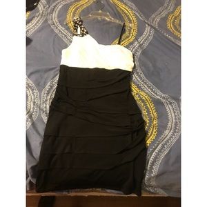 Formal black and white dress